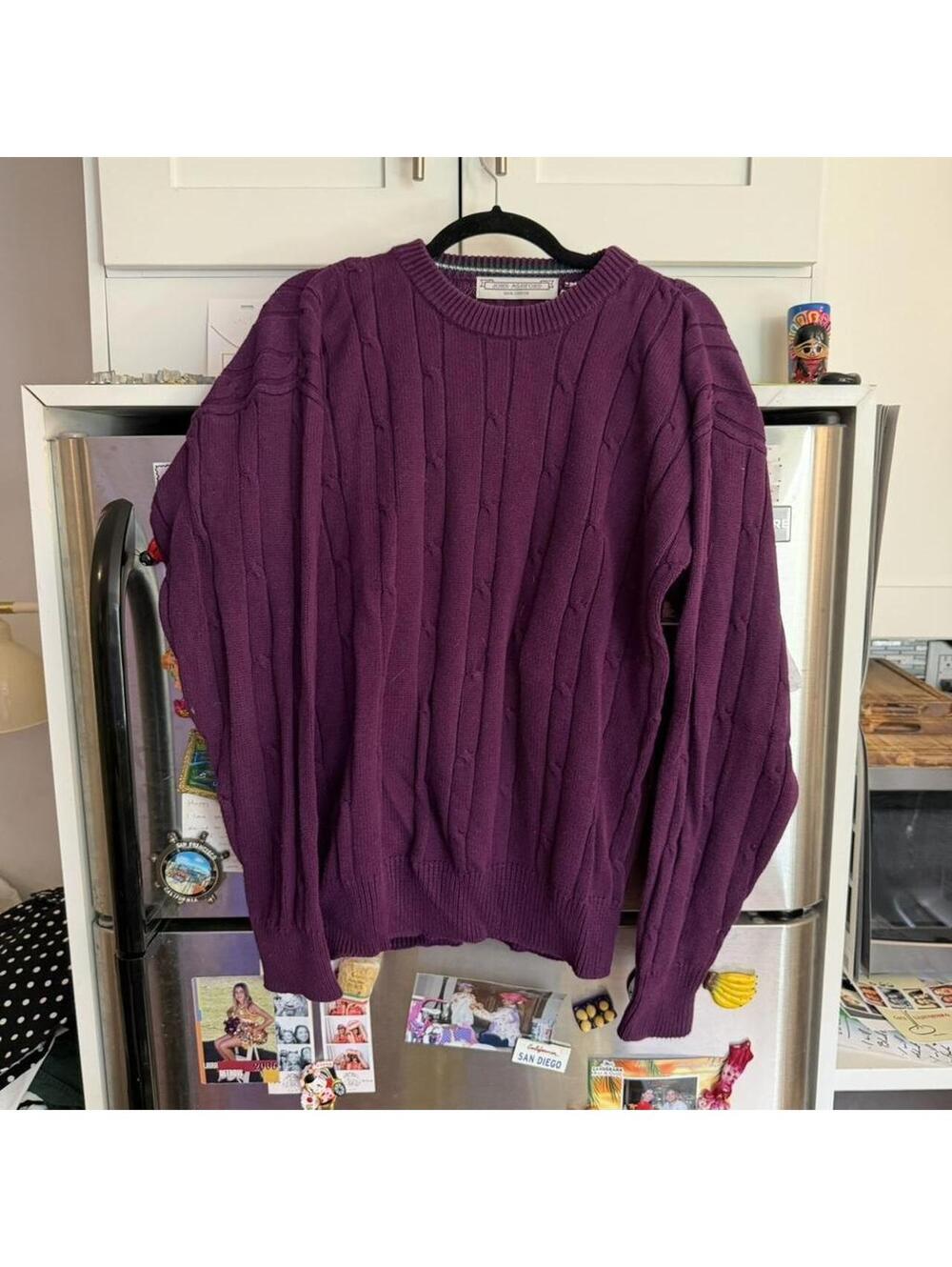 John Ashford purple cable knit cotton sweater #cableknit #cozy